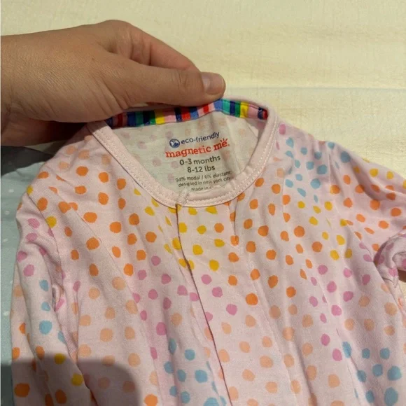 2 Magnetic Me Blue and Pink Footies Soft One Pieces - Picture 2 of 3